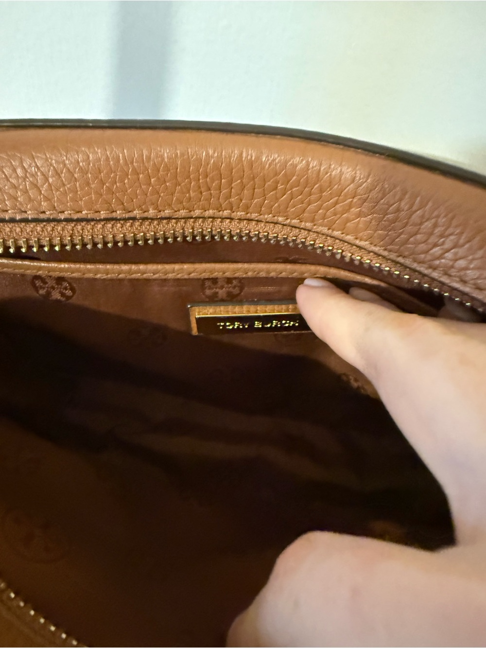 Tory Burch Tan Pebbled Leather Crossbody with Tassel Charm - Picture 7 of 8